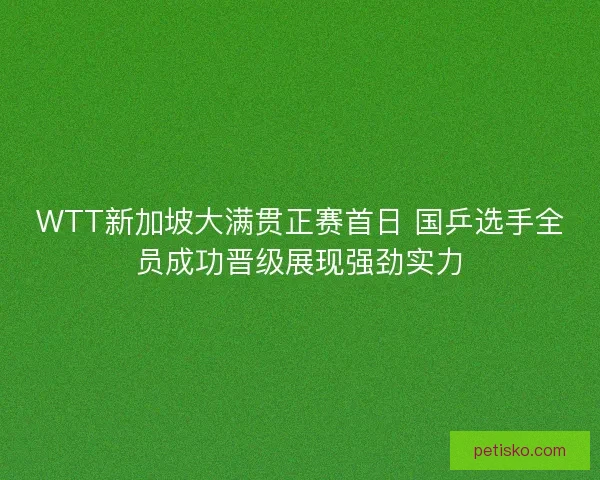 WTT新加坡大满贯正赛首日 国乒选手全员成功晋级展现强劲实力