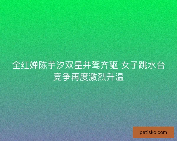 全红婵陈芋汐双星并驾齐驱 女子跳水台竞争再度激烈升温